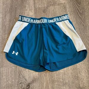 Under Armour Women's Teal and White Athletic Shorts